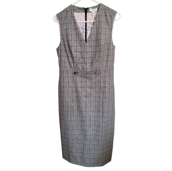 🆕️ Ted Baker Working Title Ristad Check Sheath Dress - Picture 5 of 15